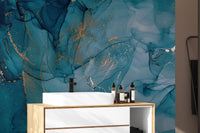 Alcohol Ink Art Blue Wallpaper Mural - Giffywalls
