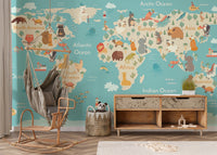 Kids Room World Map Wallpaper Mural - Giffywalls