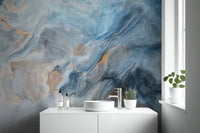 Calming blue marble design wallpaper mural for washroom
