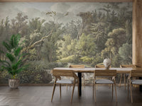 Vintage Forest Waterfall Reusable Wallpaper