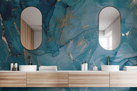 Alcohol Ink Art Blue Wallpaper Mural - Giffywalls