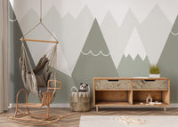 Soft Colored Kids Room Mountain Design Wallpaper - Giffywalls