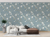 Timeless pale turquoise wallpaper elegance