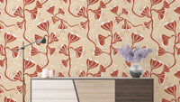 Cozy cream flower vines wallpaper for romantic interiors

