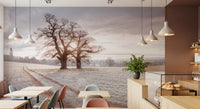Wandbild „Nebeliger Morgen auf der Wiese“