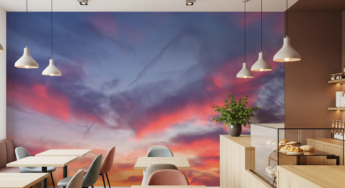 Vægmaleri med kunstnerisk skymotiv i skumringen