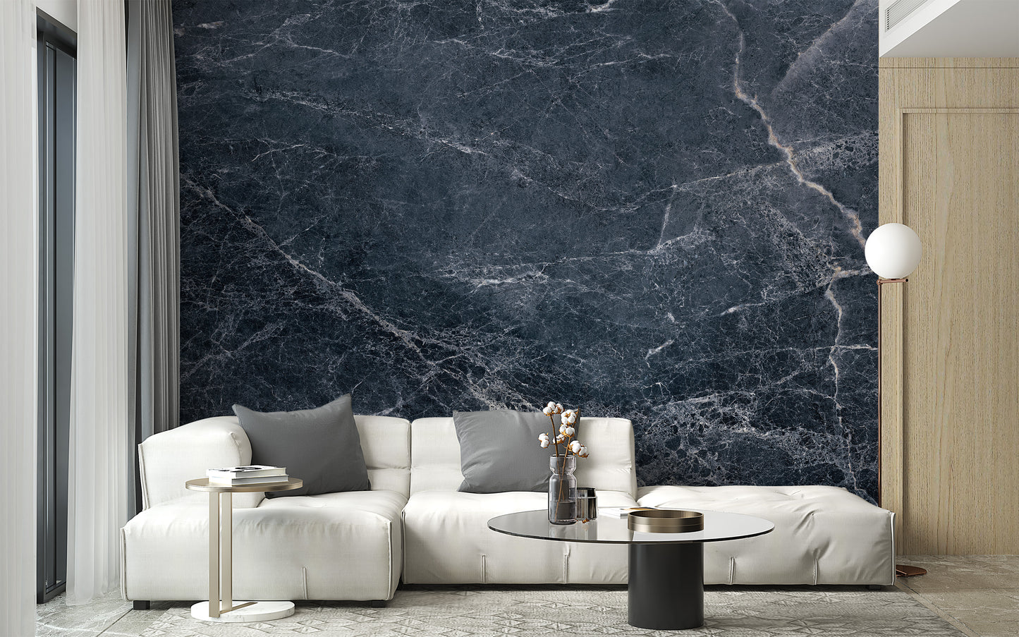 Dark Blue Marble Texture Wall Mural - Giffywalls