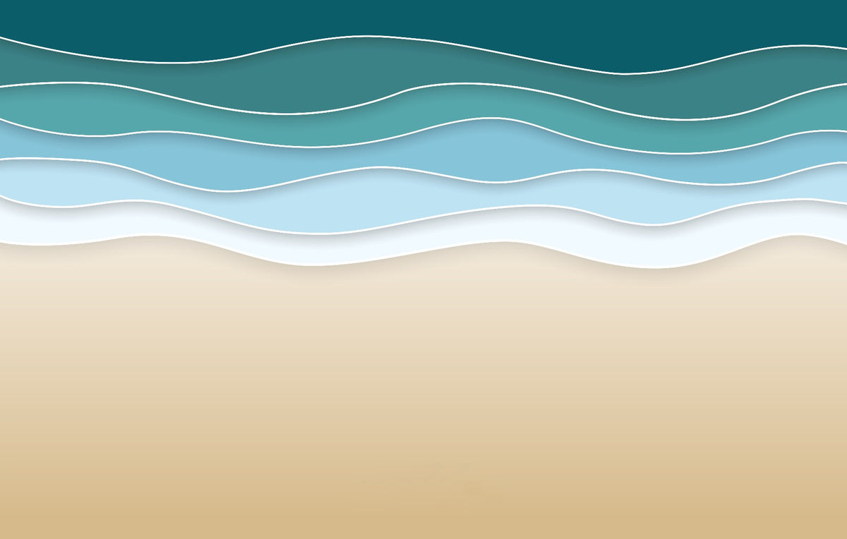 Blue Oasis Beach Wallpaper Wandbild in your room — zoomed