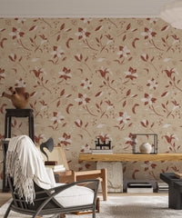 Elegant cream lily wallpaper for bedrooms and nurseries

