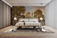 Watercolor Lake Sunset Forest Wallpaper Murals - Giffywalls