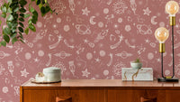 Elegant Space Voyage Rose Color Wallpaper for walls