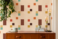 Stylish Vintage Tiles Beige Color Wallpaper