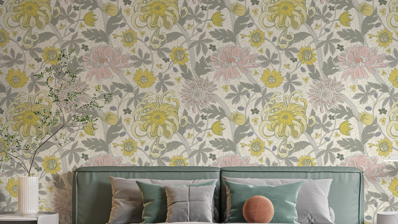 Elegant chrysanthemum garden wallpaper design