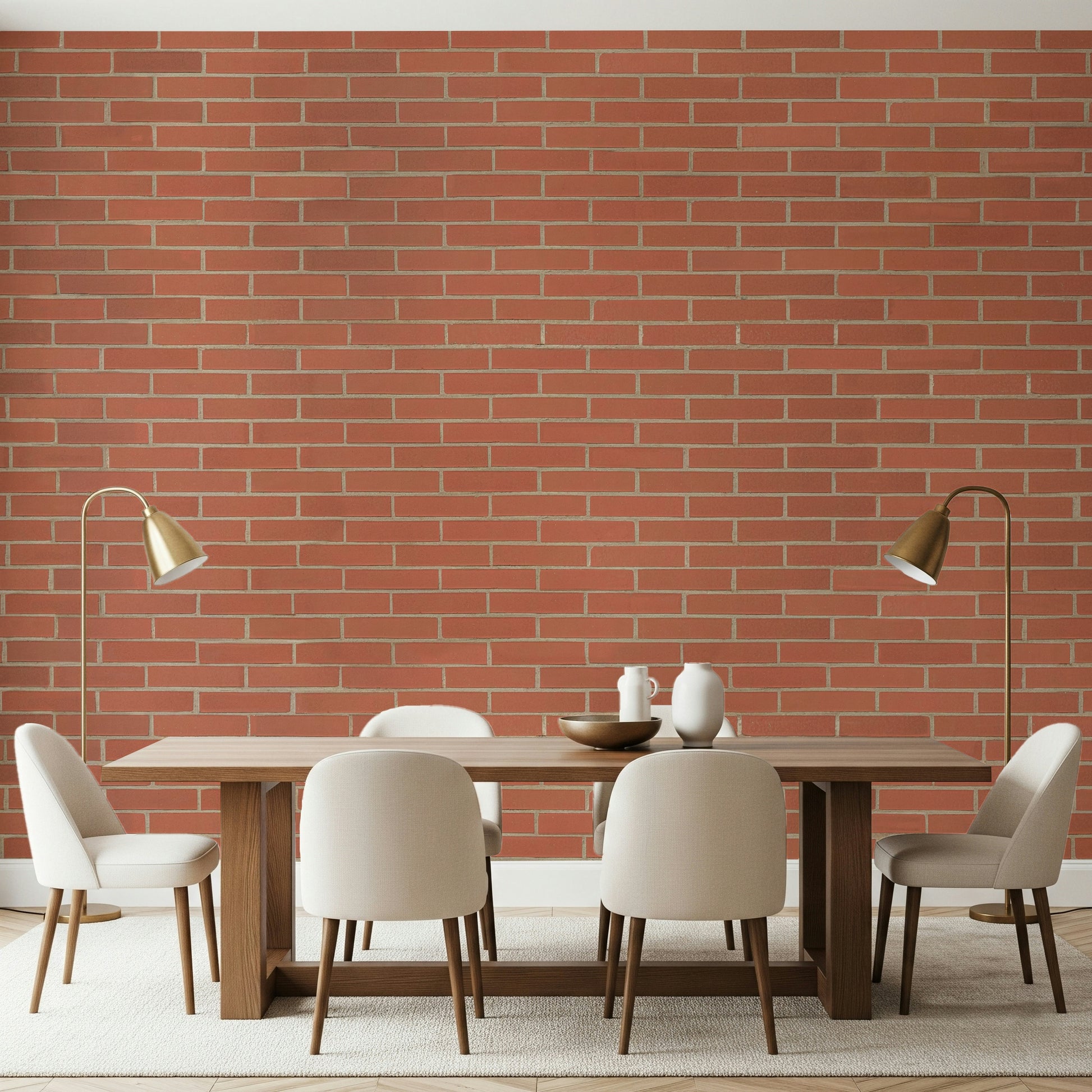 An artistic realistic brick mural on minimalist wallpaper.

