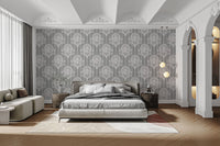 Grey and White Damask Wallpaper for elegance