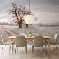 Wandbild „Nebeliger Morgen auf der Wiese“
