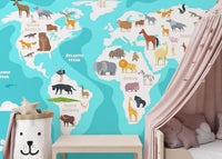 Kids Blue Ocean Map Wallpaper Mural - Giffywalls