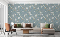 Retro turquoise wallpaper for tranquil spaces