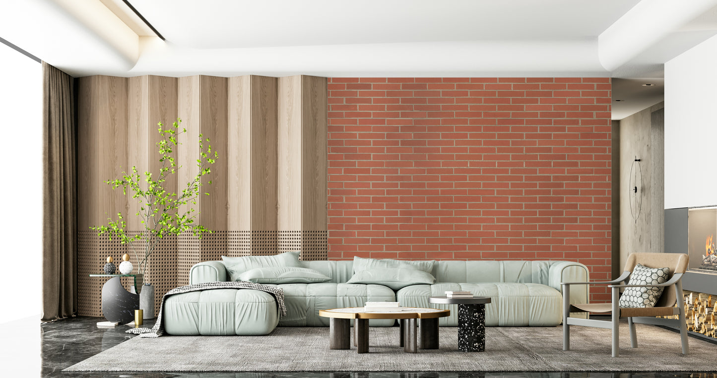 A calming brick design wallpaper mural that defines a space.

