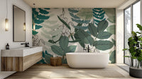 Abstract foliage mural for interiors
