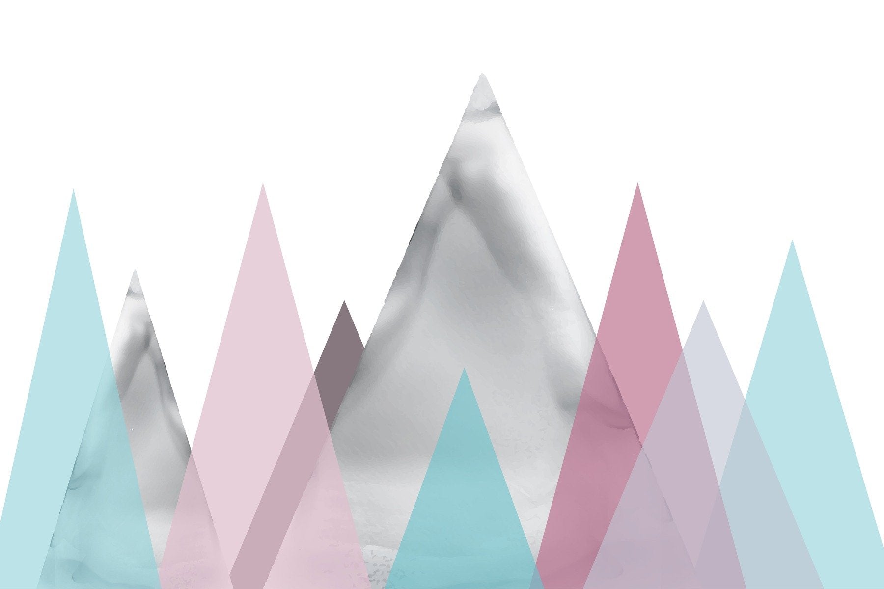 Fresque murale pour enfants Montagnes pastel
