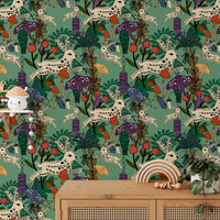 Magical woodland mural with vibrant designs
