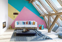 Paper-inspired abstract wallpaper mural for a textured look.
