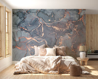 Abstract metallic veins wallpaper mural