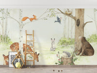 Animals Enjoying Forest Wallpaper Mural - Giffywalls