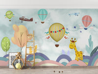 Fun Hot Air Balloon Cartoon Mural
