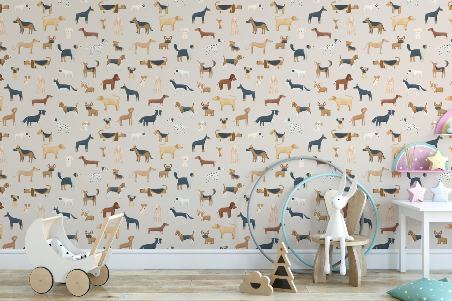 Beige Cute Dogs Wallpaper