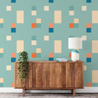 Vintage Tiles Blue Color Wallpaper for homes
