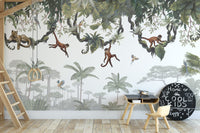 Cheeky Hanging monkeys wallpaper murals - Giffywalls