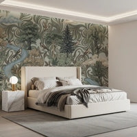 Misty Forest River Escape Wall Mural