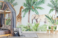 Vibrant Wildlife Serene Kids Room Wallpaper Mural - Giffywalls