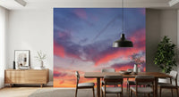 Vægmaleri med kunstnerisk skymotiv i skumringen