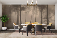 Eerie Foggy Halloween Forest Wallpaper Mural