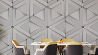 Modern 3D white triangle wallpaper for sleek wall designs.
