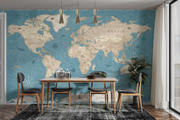 Vintage World Map Wallpaper Mural - Giffywalls