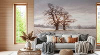 Wandbild „Nebeliger Morgen auf der Wiese“