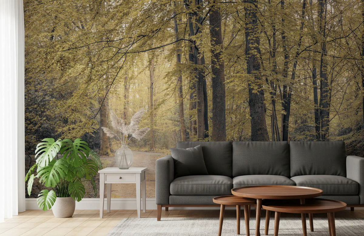 Wandbild „Gedämpfter Herbstwaldweg“