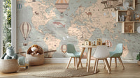 Vintage Aeronautical World Mural - Giffywalls