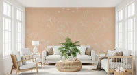 Papier peint panoramique mural botanique aux traits délicats, pêche et serein