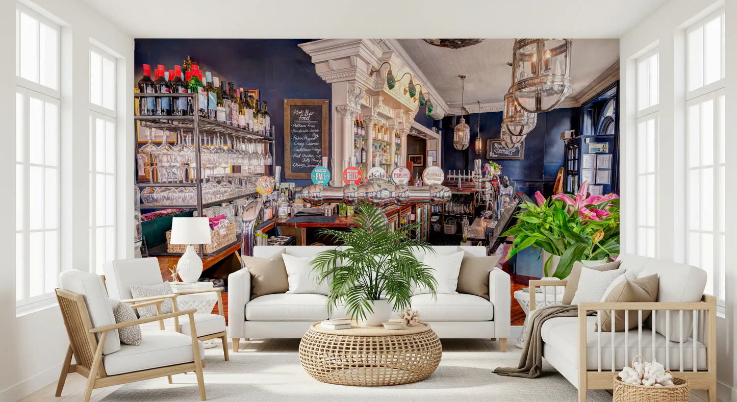Murale da parete «Rifugio da bar domestico artigianale in mogano»