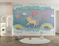 Unicorn and clouds wallpaper design
