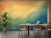 Blue & Yellow Watercolor Ombre Wallpaper Mural - Giffywalls