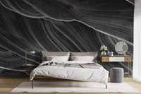 Elegant black and white marble mural style
