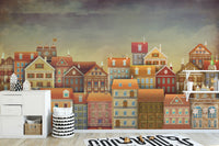 Charming dark houses wallpaper mural