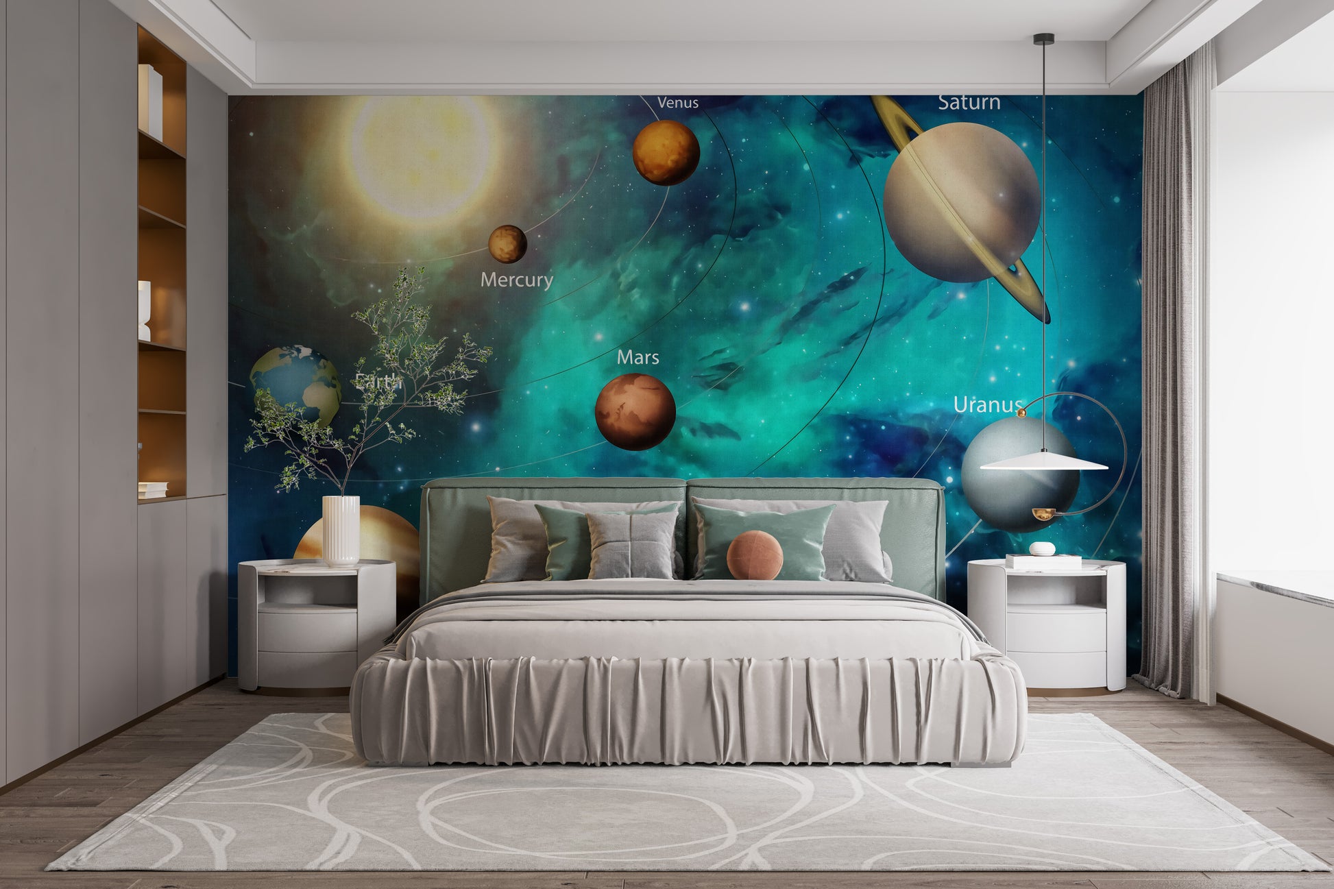 Kids Solar System Planets Wallpaper Mural - Giffywalls