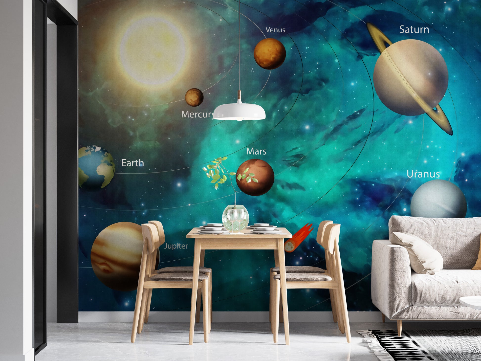 Kids Solar System Planets Wallpaper Mural - Giffywalls